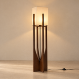 Minimalist Japanese Zen Floor Lamp, Solid Wood Standing Lamp with Soft Fabric Shade