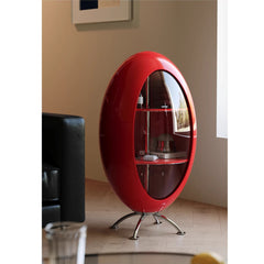 Rocket Side Table, Bauhaus Style Rotating Coffee Table with Storage Cabinet