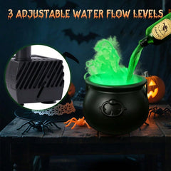 Witches Cauldron With Magic Floating Potion Bottles And Led Diffuser For Halloween Decoration