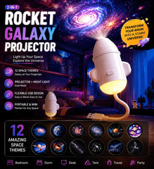 2-in-1 Galaxy Projector Night Light, USB Portable Starry Sky Projector for Bedroom (6 Slide)