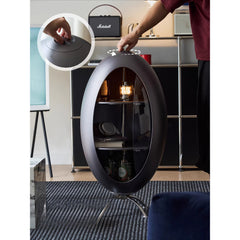 Rocket Side Table, Bauhaus Style Rotating Coffee Table with Storage Cabinet