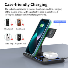 15W 3 in 1 Wireless Charging Station, Foldable Wireless Charger Stand Compatible with AirPods & Apple Watch Fast Charging Dock
