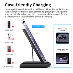 15W 3 in 1 Wireless Charging Station, Foldable Wireless Charger Stand Compatible with AirPods & Apple Watch Fast Charging Dock
