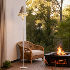 Outdoor patio rattan floor lamp