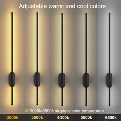 Wall-mounted light fixture with adjustable color temperature settings on a neutral background