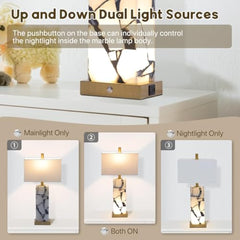Natural Marble Table Lamps Set of 2