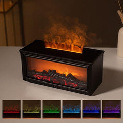 300ml Fireplace Aroma Diffuser 7 Colorful Flame Fire Humidifier W/h Essential Oil, Remote, Timer and Auto Off