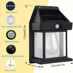 4 Pack Solar Outdoor Wall Lights with Motion Sensor, Waterproof IP65 Garden Security Lighting, 3 Modes Auto Dusk to Dawn, Wireless Decorative Lamp for Patio, Villa, Pathway