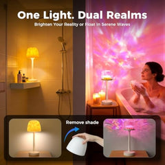 Waterproof Shower Lamp with 16 Color Ocean Wave Projector, Rechargeable LED Light with Remote & Touch Control
