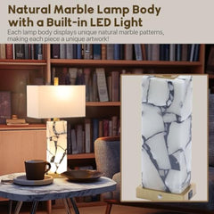 Natural Marble Table Lamps Set of 2