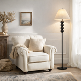 Mid Century Modern Wood Large Floor Lamp with Pleated Lampshade 65