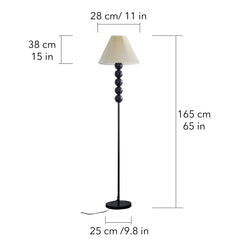 Mid Century Modern Wood Large Floor Lamp with Pleated Lampshade 65