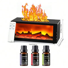300ml Fireplace Aroma Diffuser 7 Colorful Flame Fire Humidifier W/h Essential Oil, Remote, Timer and Auto Off