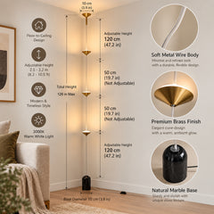 Marble 3-Head Flexible Floor-to-Ceiling Lamp