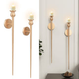 2-Pack Golden Candle Holder Torch Wall Light, Electronic Candle Wall Scone