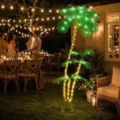 7FT Artificial Lighted Palm Trees for Outdoors & Patio Decor
