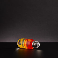 Handcrafted Resin Light Bulb with Wood Base - Flame Bulb
