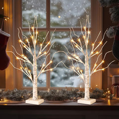 2ft Lighted Indoor & Outdoor Birch Tree