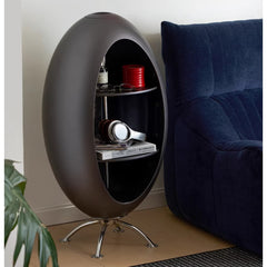 Rocket Side Table, Bauhaus Style Rotating Coffee Table with Storage Cabinet