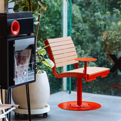 Modern Swivel Outdoor Chair with Integrated Side Table