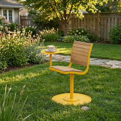 Modern Swivel Outdoor Chair with Integrated Side Table