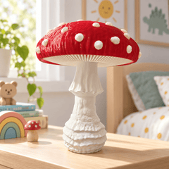 Whimsical fly agaric mushroom night light for nursery décor