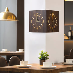 Sounds Activated Backlit Wooden Wall Clock Corner Clock