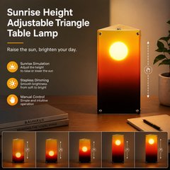 Sunrise Triangle Table Lamp - Interactive Sunset Mood Light with Manual Height-Adjustable