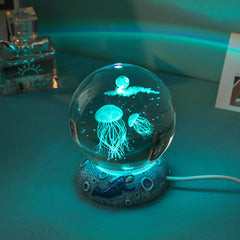 3D Jerryfish Crystal Night Lights, Glass Ball Light Christmas Gifts