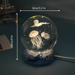 3D Jerryfish Crystal Night Lights, Glass Ball Light Christmas Gifts