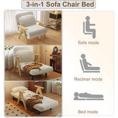 Solid Wood Lounge Chair Sleeper Sofa Bed