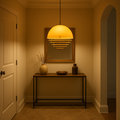 Sunrise Glow Pendant Light, Modern Dome Ceiling Lamp with Layered Metal Design