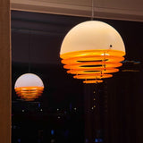 Sunrise Glow Pendant Light, Modern Dome Ceiling Lamp with Layered Metal Design