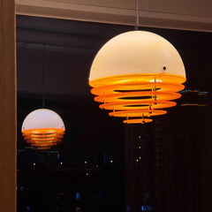 Sunrise Glow Pendant Light, Modern Dome Ceiling Lamp with Layered Metal Design