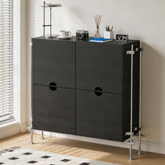 Industrial Birch Plywood Sideboard Cabinet with Stainless Steel Frame