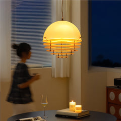 Sunrise Glow Pendant Light, Modern Dome Ceiling Lamp with Layered Metal Design