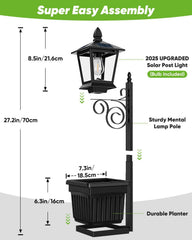 Outdoor Solar Lamp Post Light With Planter