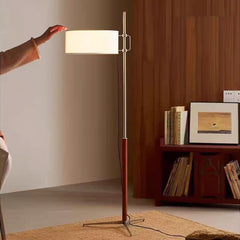 Mid Century Standing Lamp with Fabric Drum Shade