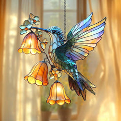 Bright Hummingbird Sun Catcher Window Colorful Acrylic Creating Reflective Light Spots for Indoor Outdoor Decoration Acrylic Hummingbird Sun Catcher Windproof for Outdoor Decoration No Fade