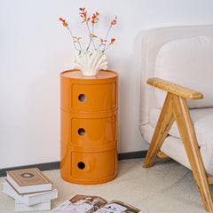 Yellow Mailbox Style Round Nightstand, Modern Simple Plastic Locker Side Table, Narrow Bedroom Storage Cabinet