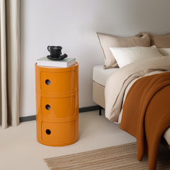 Yellow Mailbox Style Round Nightstand, Modern Simple Plastic Locker Side Table, Narrow Bedroom Storage Cabinet