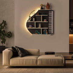 Piano Wall Shelf, Decorative Bookshelf with LED Light