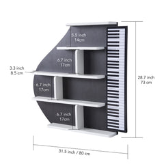 Piano Wall Shelf, Decorative Bookshelf with LED Light