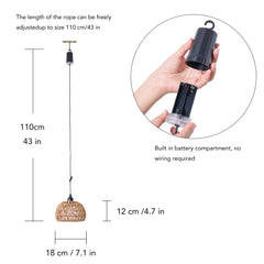 2 Pack Battery Operated Pendant Light Outdoor Chandelier for Gazebo Porch Patio Backyard Bedroom Kitchen