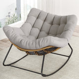 Outdoor Rocking Chair, Oversized Papasan Chair, Indoor Comfy Lounge Rocker