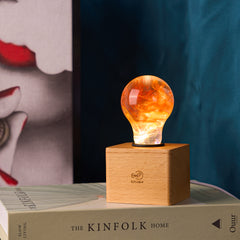 wood table lamp with ep light bulb