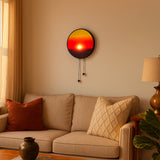 Creative Sunset Hand Pulled Night Light, Movable Sunrise to Sunset Scenery Wall Lamp, Battery Rechargeable Wall Light