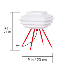 Modern Pleated Table Lamp – 3D Printed LED Desk Light with Red Tripod Base
