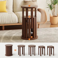 4-in-1 Solid Wood Stool Side Table