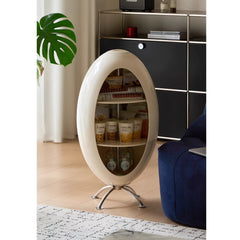 Rocket Side Table, Bauhaus Style Rotating Coffee Table with Storage Cabinet